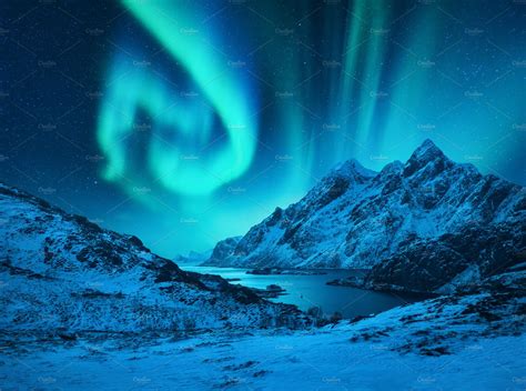 Aurora borealis above the mountains | High-Quality Nature Stock Photos ...