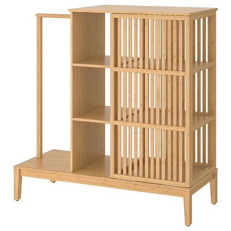 NORDKISA Open wardrobe with sliding door, bamboo, Width: 47 1/4" Height: 48 3/8". Learn more! - IKEA