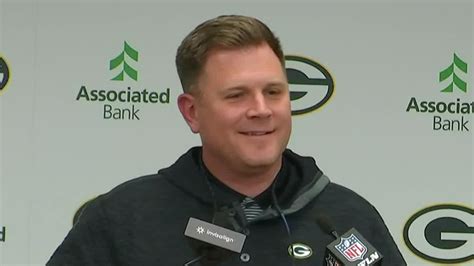 Green Bay Packers general manager Brian Gutekunst reacts to trading quarterback Aaron Rodgers