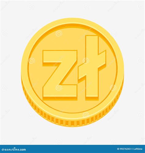 Polish Zloty Symbol on Gold Coin Stock Vector - Illustration of monet, earnings: 99276243