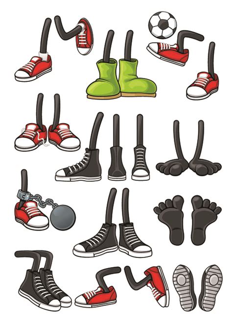 Funny cartoon shoes vector graphics free download