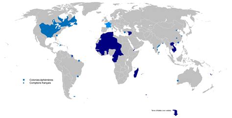 Extent of the French colonial empire (16th century to current days) [2753x1400] : MapPorn