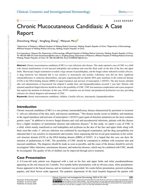 (PDF) Chronic Mucocutaneous Candidiasis: A Case Report