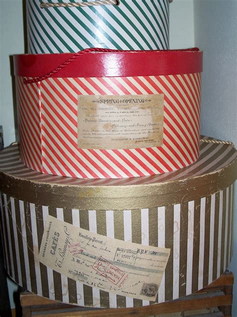 labels via The Graphic Fairy applied to vintage hat boxes | 帽子, 箱