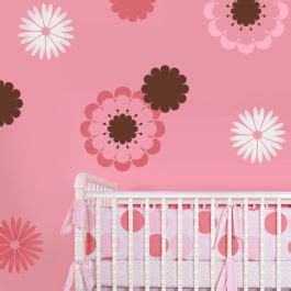 Daisy flower stencils for nursery walls. Easy reusable stencils for walls.