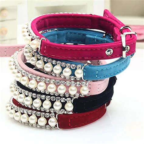 Fashion Pet Jewelry Bling Dog Accessories Pearl Puppy Dogs Collar Rhinestone Crystal Necklace ...