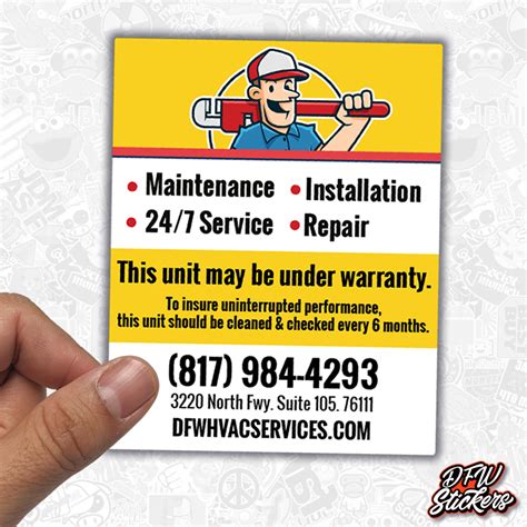 Custom HVAC Service Stickers - AC Unit - Outdoor Safe - DFW Stickers