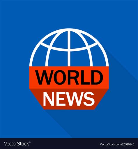 World news logo flat style Royalty Free Vector Image