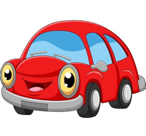 Premium Vector | Smiling red car cartoon on white