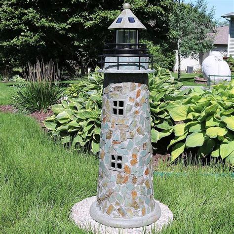 Sunnydaze Decor 35.5-in H x 12.5-in W Brown Lighthouse Garden Statue in the Garden Statues ...