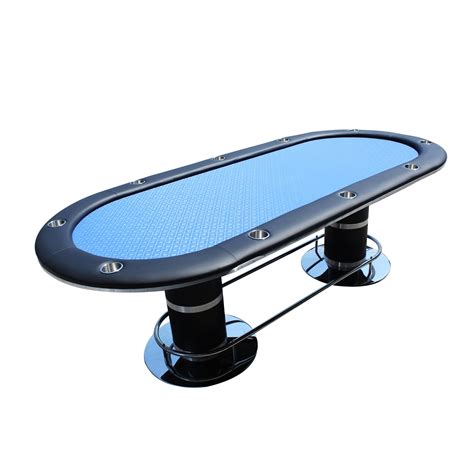 IDS POKER Poker Table for 10 Players Oval 96 x 43 Inch Cup Holders Blue High Speed Cloth ...