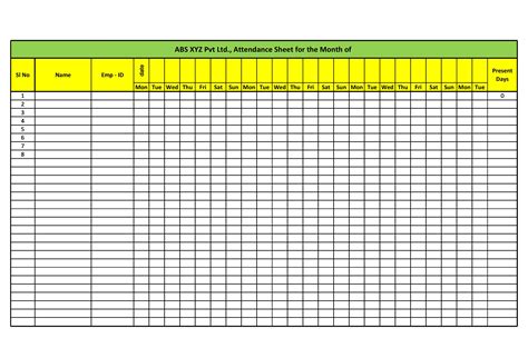 Attendance Sheet Excel Template 50 Free Example - RedlineSP
