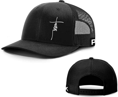 Printed Kicks Faith Back Mesh Hat Religious Christian Cap (Black Front/Black Mesh) at Amazon Men ...