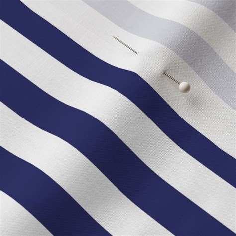 Navy Blue and White Stripes Fabric | Spoonflower