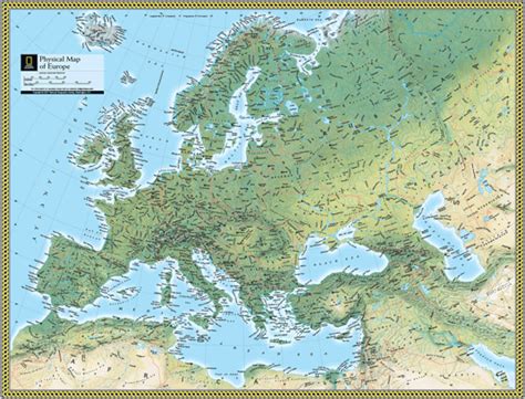 Europe Physical Wall Map by National Geographic - MapSales