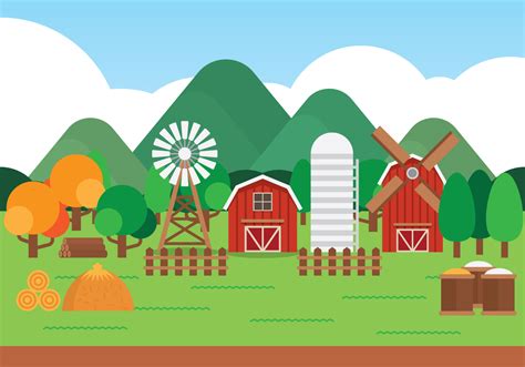 Farm Cartoon Landscape 158283 Vector Art at Vecteezy