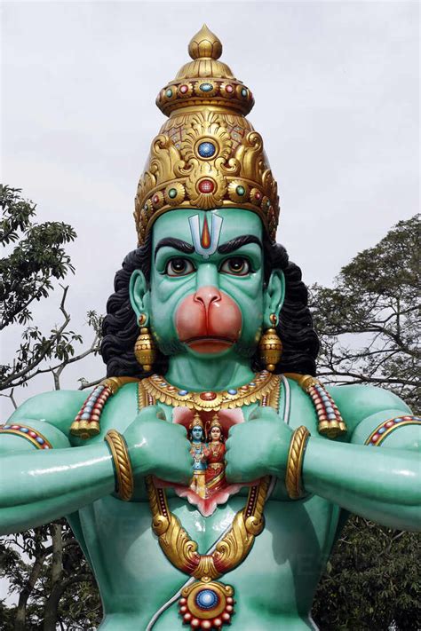 The Hindu God Hanuman (Monkey God) and Hero of the Ramayana, Hindu Temple and Shrine of Batu ...