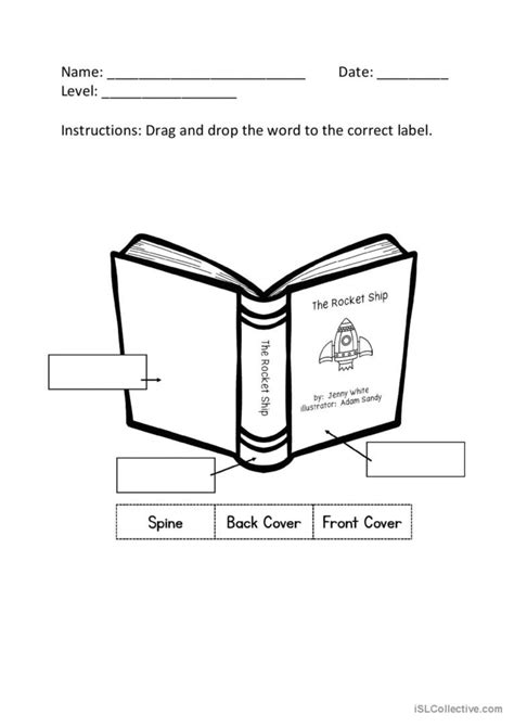 Parts of the book: English ESL worksheets pdf & doc