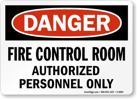 Fire Control Room Authorized Personnel Sign - OSHA Danger, SKU: S-9894 - MySafetySign.com