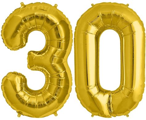 Folien Ballon Zahl 30 in Gold - XXL Riesenzahl 86 cm zum 30. Geburtstag