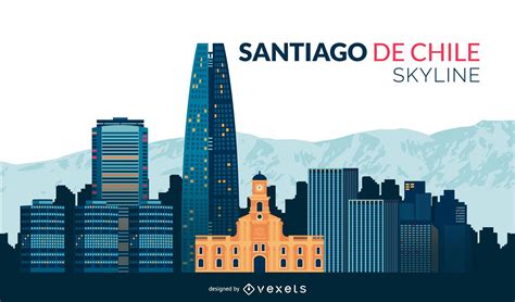 Santiago De Chile Flat Skyline Vector Download