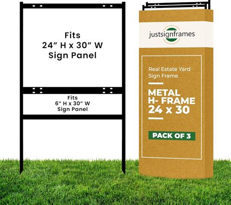 Amazon.com : justsignframes Real Estate Metal Yard Sign H-Frame with Rider (Pack of 3) - 24" x ...