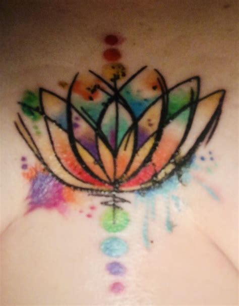 Latest tattoo. Lotus flower with rainbow watercolor splashes, and the 7 ...