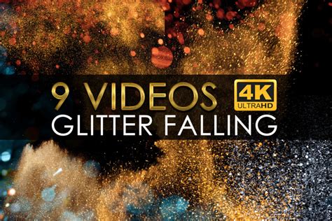 9 Clips Glitter Falling in 4K Stock Video Footage Background - FilterGrade