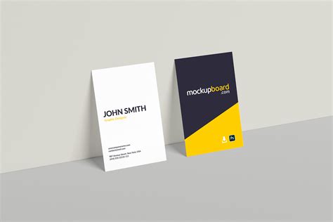 Vertical Business Card Mockup | MockupBoard.com