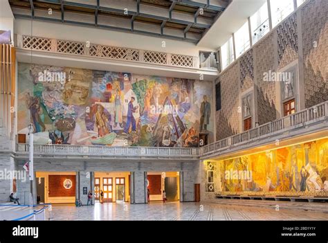 Oslo city hall murals hi-res stock photography and images - Alamy