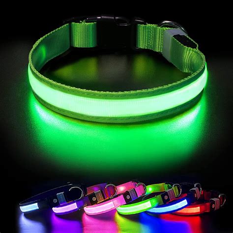 PcEoTllar Light up LED Dog Collar, Waterproof Rechargeable for Night Walking RGB Colorful ...
