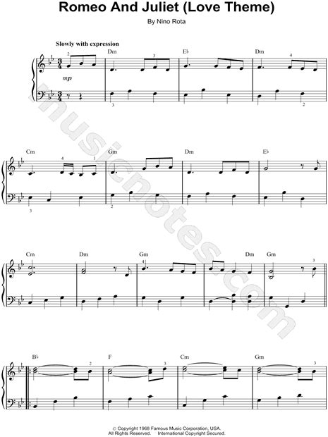 Romeo And Juliet Love Theme Piano Sheet Music - Rectangle Circle