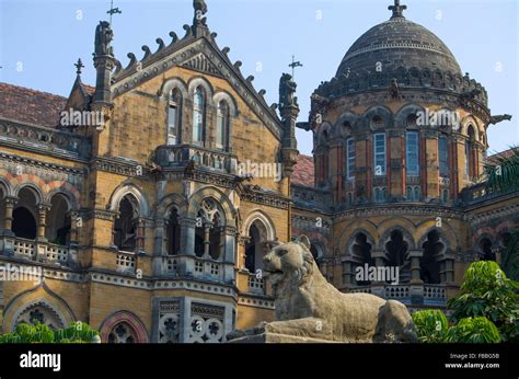 historical building of the railway station in Mumbai Victoria Terminus ...