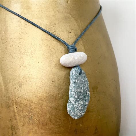 pebble necklace, simple beach stone jewellery in a bohemian style for a man or woman