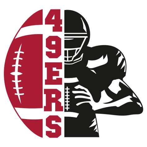 49ers Distressed Football Half Player SVG