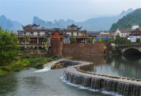 Wulingyuan, China - May 27, 2018: Town Wulingyuan at Sunset in Tianzi ...