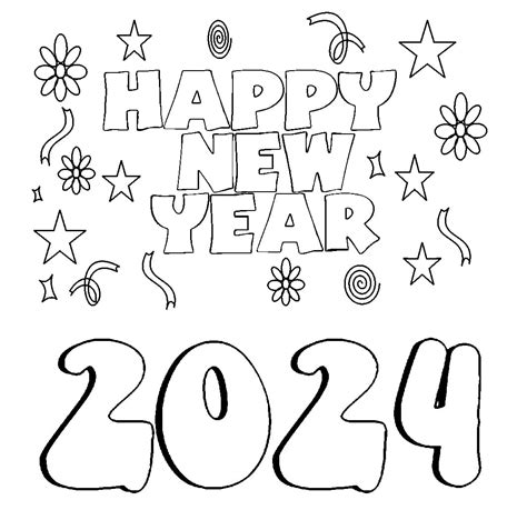 Happy New Year 2024 Image coloring page - Download, Print or Color ...