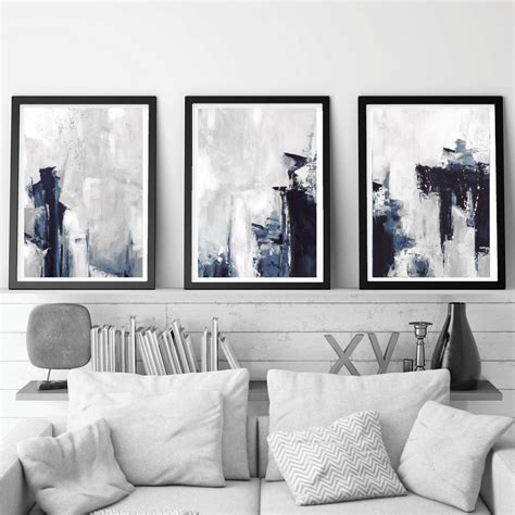 Grey Abstract Wall Art Set of 3 Prints Modern Abstract Art - Etsy