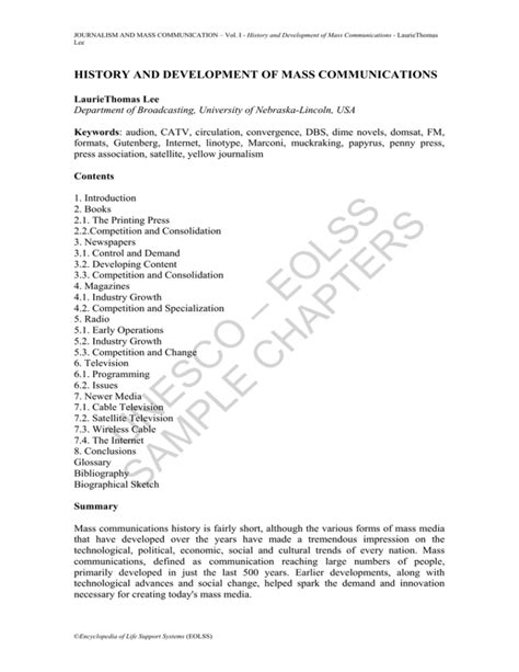 History and Development of Mass Communications