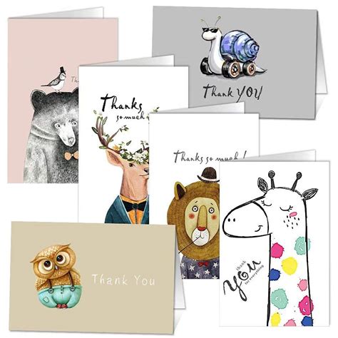 Buy Thank You Cards Multipack–Set of 36 Cute Animal Thank You Note Greeting Card with Envelopes ...