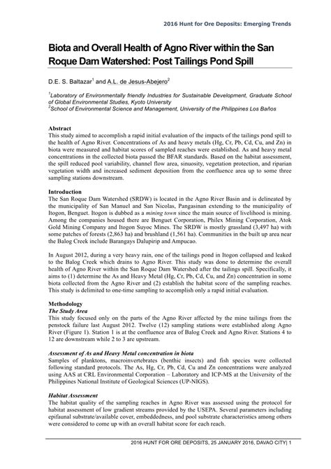 (PDF) Biota and Overall Health of Agno River within the San Roque Dam ...