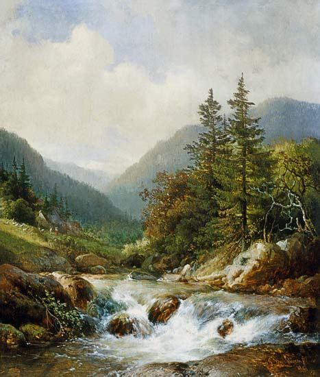 Mountain stream. - Hendrick van Sande Backhuyzen | Oil painting landscape, Landscape paintings ...