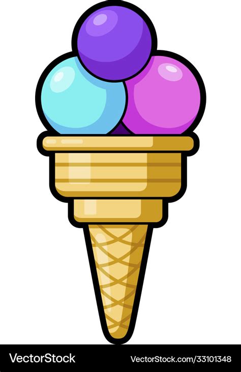 Ice cream tasty cone sweet cone-shaped wafer Vector Image