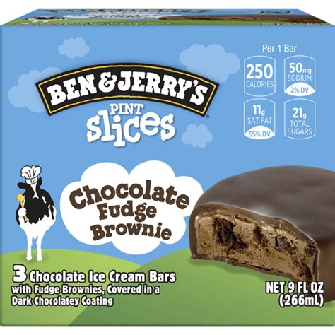 Ben & Jerry's Pint Slices ice cream bars Chocolate Fudge Brownie, 9 oz ...