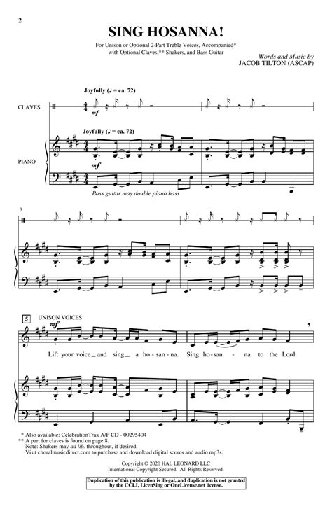 Sing Hosanna! by Jacob Tilton Sheet Music for Unison Choir at Sheet Music Direct