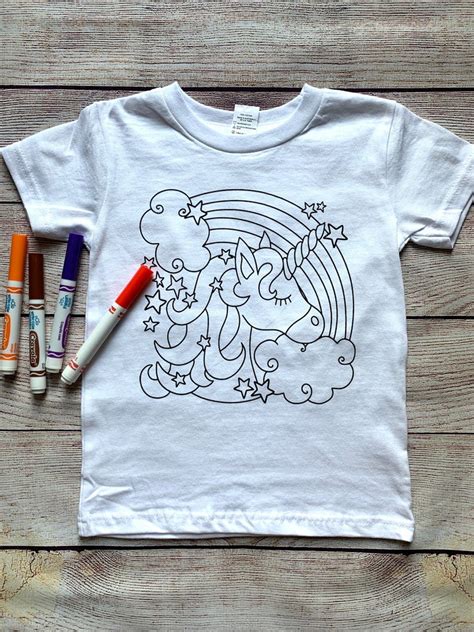 Kids coloring shirts shirts you color Coloring Activity | Etsy