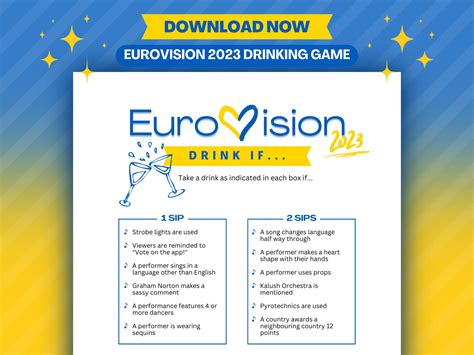 Eurovision 2023 Drinking Game Eurovision Song Contest Party - Etsy