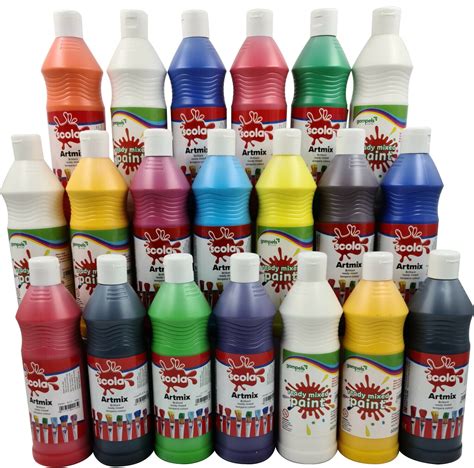 20 Pack 600ml Poster Paints - Evelay