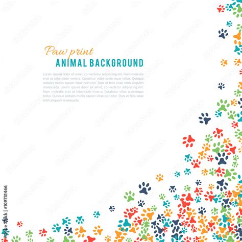 Colorful animal footprint ornament border isolated on white background Stock Illustration ...