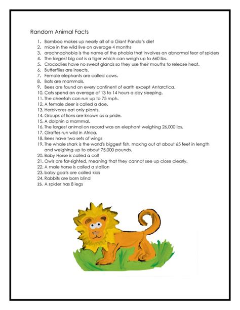 25 Random Animal Facts Printable – That After School Life